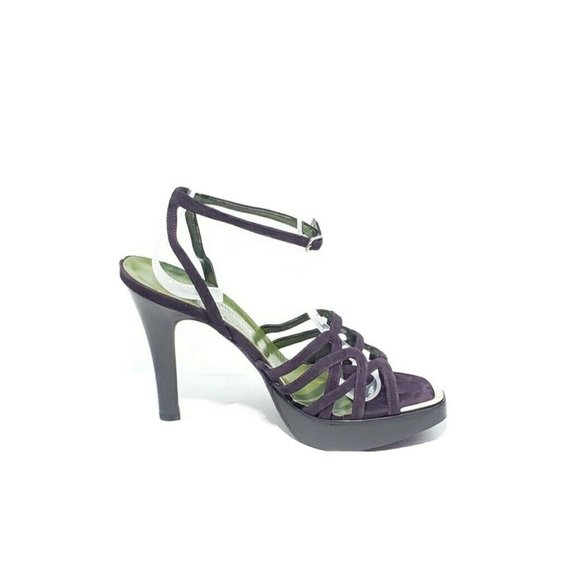 Donald Pliner Platform Heels Ankle Strap Open Toe Purple Womens US 9.5 - Picture 2 of 7